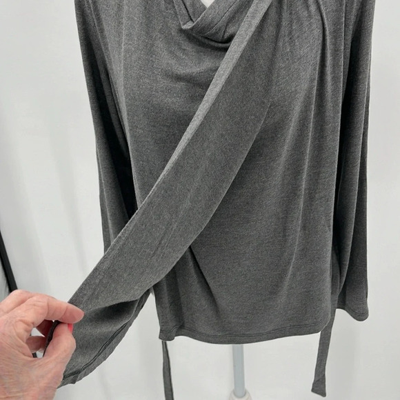 Amour Vert Belted Wrap Top in Grey - NWOT - Size XS - Picture 5 of 8